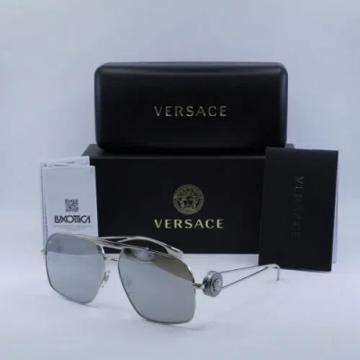 Pre-owned Versace Ve2269 10006g Silver/light Grey Mirror Silver 62-13-130 Sunglasses Ne...