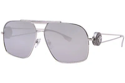Pre-owned Versace Ve2269 10006g Sunglasses Men's Silver/light Grey Mirror Silver 62mm In Gray