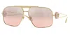 Versace Sleek Metal Rectangular Sunglasses For Men In Gold