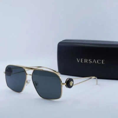 Pre-owned Versace Ve2269 100287 Gold/dark Grey 62-13-130 Sunglasses Authentic In Gray