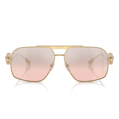 Versace Geometric Frame Sunglasses In Pink