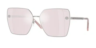 Pre-owned Versace Ve2270d 10007v Silver Pink Mirror White 63 Mm Women's Sunglasses