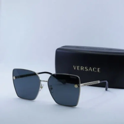 Pre-owned Versace Ve2270d 125287 Pale Gold/dark Grey 63-15-145 Sunglasses Authentic In Gray