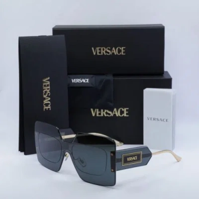 Pre-owned Versace Ve2277 100287 Dark Grey/gold/dark Grey 142--140 Sunglasses In Gray