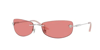 Versace Ve2279 100084 Occhiali Da Sole Argentati Per Uomo In Brown