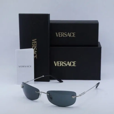 Pre-owned Versace Ve2279 100087 Silver/dark Grey 60-18-135 Sunglasses Authentic In Gray