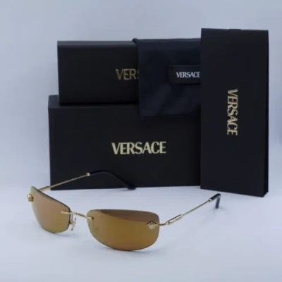Pre-owned Versace Ve2279 10027i Gold/bronze Mirror Gold 60-18-135 Sunglasses Authentic