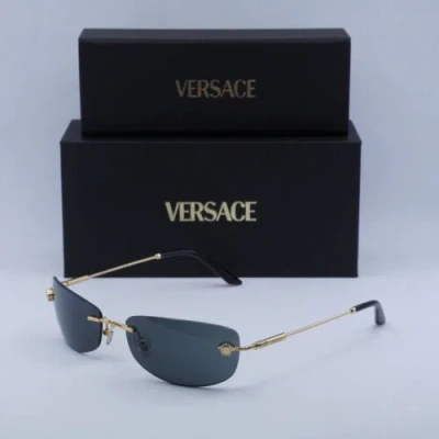 Pre-owned Versace Ve2279 100287 Gold/dark Grey 60-18-135 Sunglasses In Gray
