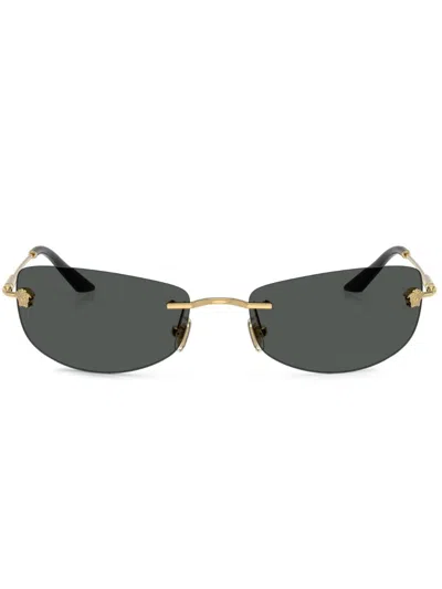 Versace Rectangle-frame Sunglasses In Gold