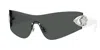 Versace Eclipse 142mm Rimless Wrap Shield Sunglasses In Black