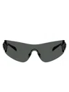Versace Eclipse 142mm Rimless Wrap Shield Sunglasses In Grey