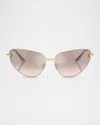 Versace Ve2281 Rimless Metal Cat-eye Sunglasses In Gold