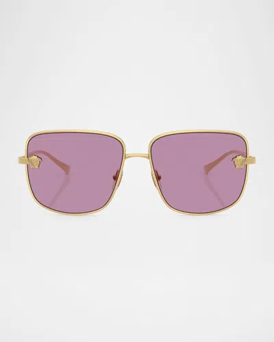 Versace Ve2282 Square Metal Sunglasses In Gold