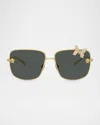 Versace Ve2282 Square Metal Sunglasses In Gold