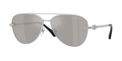 Versace Ve2283 10006g Occhiali Da Sole Argentati Per Uomo In Silver