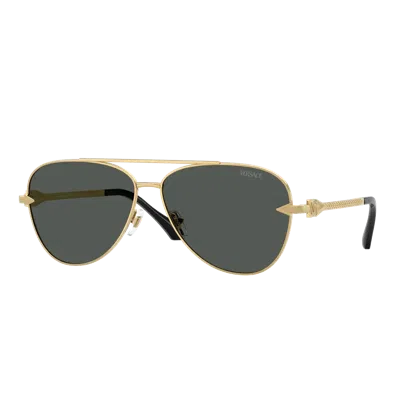Versace Ve2283 100287 Occhiali Da Sole Oro Per Uomo In Gold
