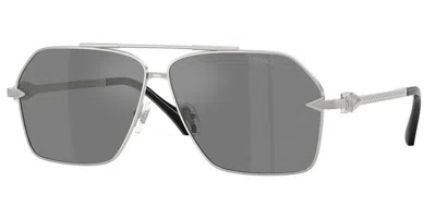 Versace Ve2284 10006g Occhiali Da Sole Argentati Per Uomo In Silver