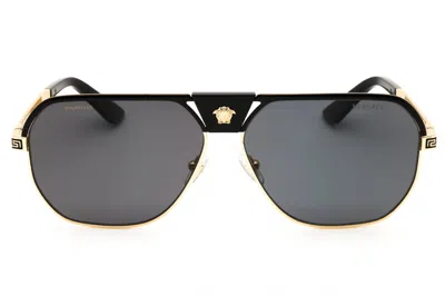 Versace Medusa-embellishment Geometric-frame Sunglasses In Multi