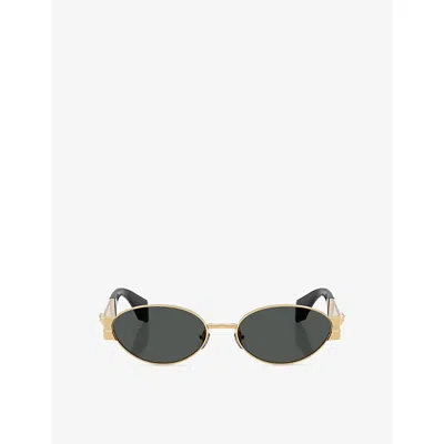 Versace Womens Gold Ve2301 Oval-frame Metal Sunglasses