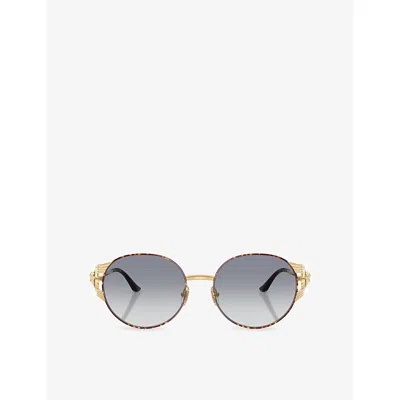 Versace Ve2303 Round-frame Metal Sunglasses In Gold
