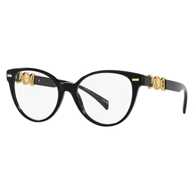 Versace Ve3334gb1 Cat-eye Frame With Gold Hardware Eyeglasses In Black