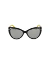Versace Ve4267 Retro Cat-eye Sunglasses In Black And Yellow Acetate In Black