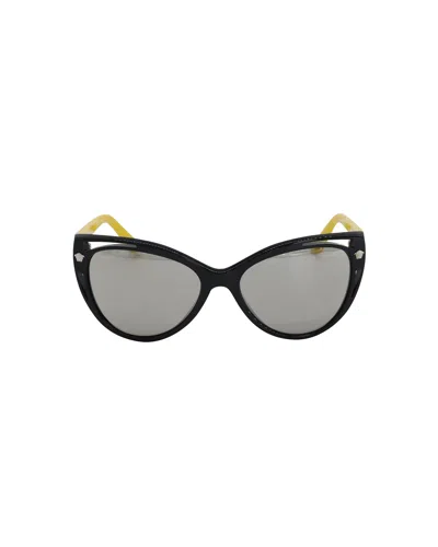 Versace Ve4267 Retro Cat-eye Sunglasses In Black And Yellow Acetate