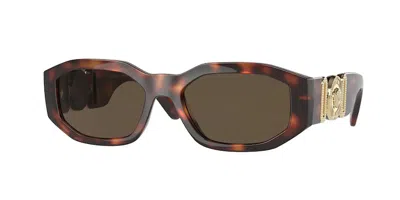 Versace Ve4361f Asian Fit 521773 Men's Sunglasses Tortoiseshell Size 55 In Brown