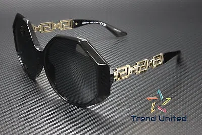 Pre-owned Versace Ve4395 534587 Square Black Dark Grey 59 Mm Women's Sunglasses In Gray