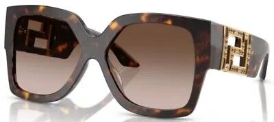 Pre-owned Versace Ve4402 108/13 Sunglasses Women's Havana/brown Gradient 59mm