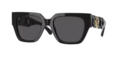 Pre-owned Versace Ve4409f Gb1/87 53 Sunglasses Gb1/87 Black In Gray