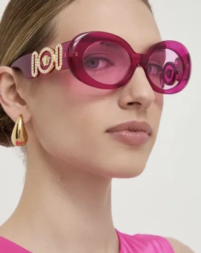 Pre-owned Versace Ve4426bu-5334-5-54 Pink Sunglasses