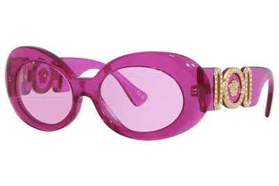 Pre-owned Versace Ve4426bu 5334/5 Sunglasses Transparent Fuxia/fuchsia 54mm In Pink