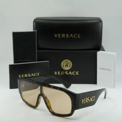 Pre-owned Versace Ve4439 108/73 Havana/light Brown 133-1-145 Sunglasses