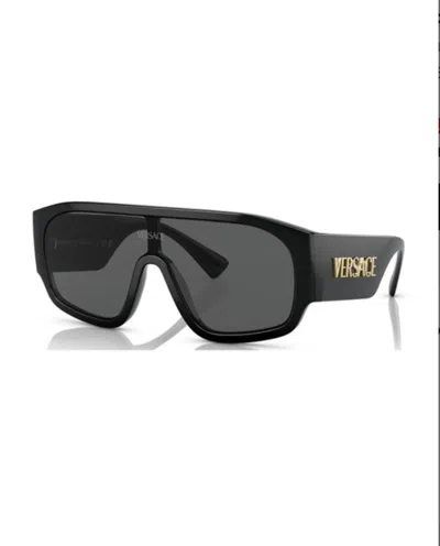 Pre-owned Versace Ve4439 Gb1/87 Black/dark Grey Square Women's Sunglasses In Gray