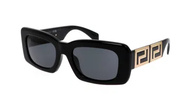 Pre-owned Versace Ve444u Gb1/87 Black-dark Grey Lens Women's Sunglasses 54mm Authentic In Gray