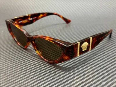 Pre-owned Versace Ve4454 543783 Havana Brown Polarized Women's 55 Mm Sunglasses