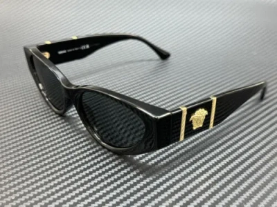 Pre-owned Versace Ve4454 Gb1 87 Black Dark Grey Women's 55 Mm Sunglasses In Gray