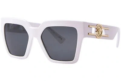 Pre-owned Versace Ve4458 314/87 Sunglasses Women's White/dark Grey Butterfly Shape 54mm In Gray