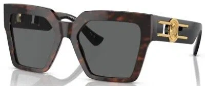 Pre-owned Versace Ve4458 542987 Sunglasses Women's Havana/dark Grey Butterfly Shape 54mm In Gray