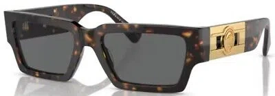 Pre-owned Versace Ve4459 108/87 Sunglasses Havana/dark Grey Lenses Rectangle Shape 54mm In Gray