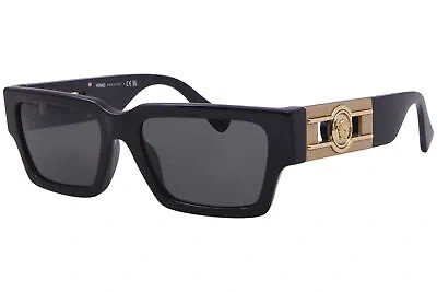 Pre-owned Versace Ve4459 Gb1/87 Sunglasses Black/dark Grey Lenses Rectangle Shape 54mm In Gray