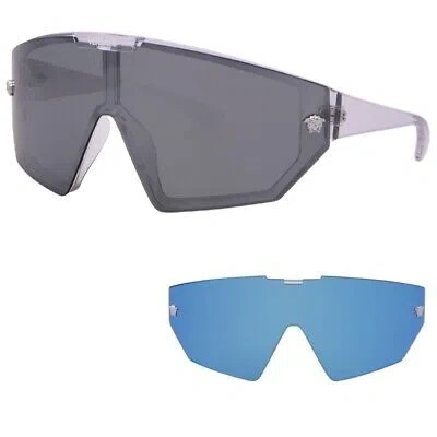 Pre-owned Versace Ve4461 148/6v Sunglasses Crystal/grey 47mm W/extra Interchangeable Lens In Blue