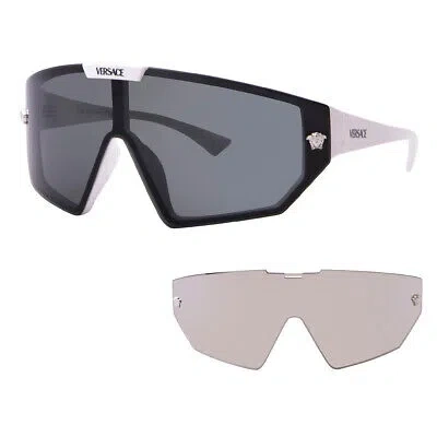 Pre-owned Versace Ve4461 314/87 Sunglasses White/grey 47mm W/extra Interchangeable Lenses In Gray