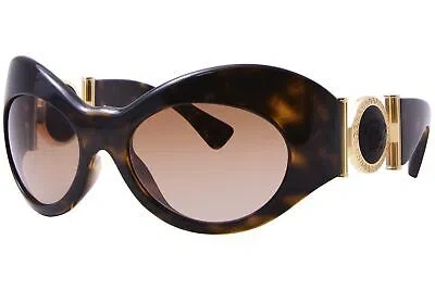 Pre-owned Versace Ve4462 108/13 Sunglasses Women's Havana/brown Gradient Wrap Style 58mm