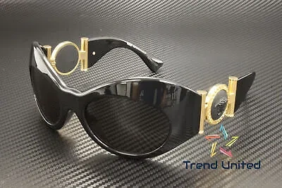 Pre-owned Versace Ve4462 Gb1 87 Black Dark Grey 58 Mm Women's Sunglasses In Gray