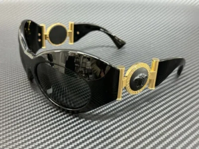Pre-owned Versace Ve4462 Gb1 87 Black Dark Grey Women's 58 Mm Sunglasses In Gray