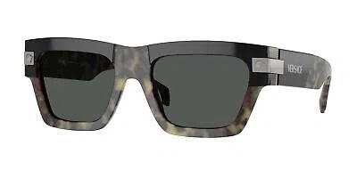 Pre-owned Versace Ve4464 545687 Havana Dark Grey 55 Mm Men's Sunglasses In Gray