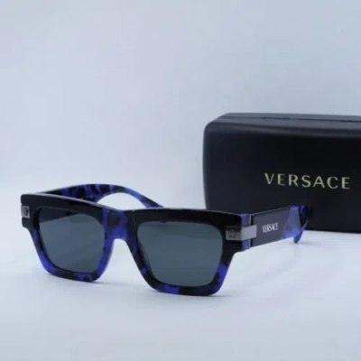 Pre-owned Versace Ve4464 545887 Havana Blue/dark Grey 55-20-145 Sunglasses Authentic In Gray