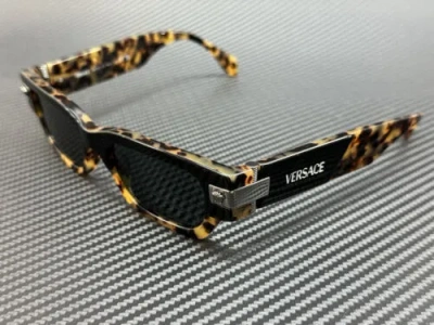 Pre-owned Versace Ve4465 545687 Havana Grey Men's 53 Mm Sunglasses In Gray